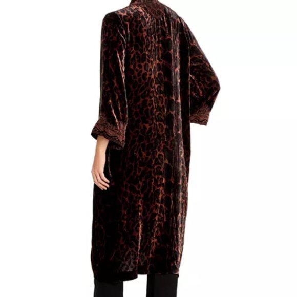 Johnny Was Maude Chocolate Velvet Embroidered Kimono Coat L NWT - Picture 4 of 4